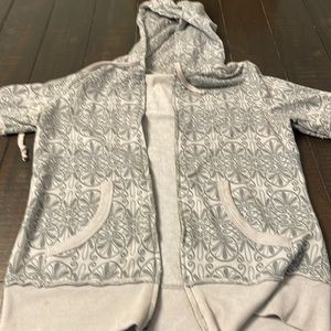 Hooded short sleeve jersey cardigan